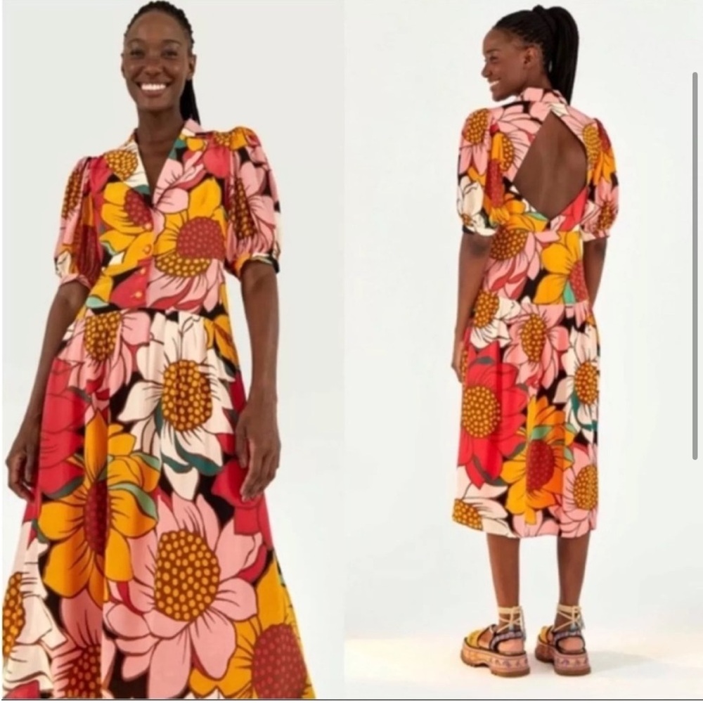 Farm Rio Colorful Sunflowers Midi Dress View 2